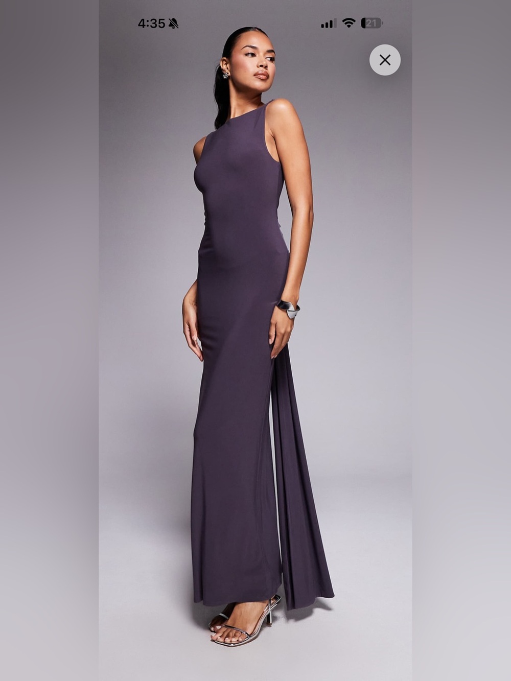 ASOS Backless Sleek Evening/Formal Dress in Grey